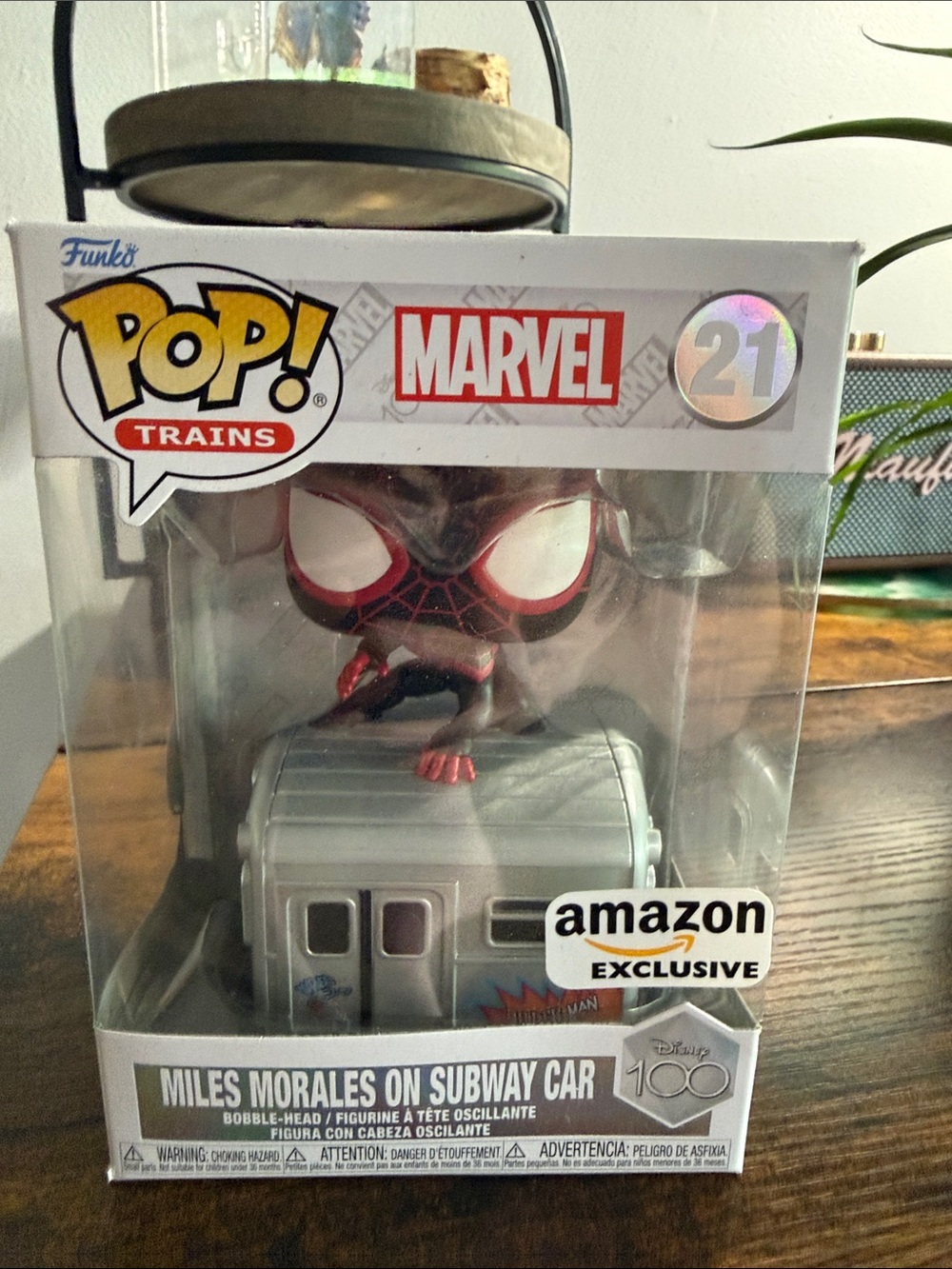 Funko Miles Morales Vinyl Figure in Black & Red on Silver Subway Car